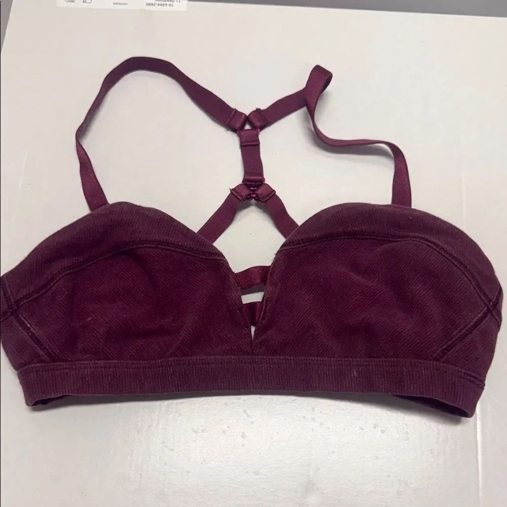 Burgundy LULULEMON Strappy Racerback Ribbed Sports Bra - Size 2
